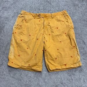 Scotch & Soda Embroidered Pineapple Pine Tree Chino Shorts Mens 33 Yellow Casual
